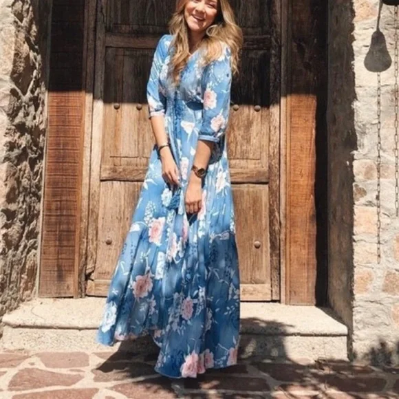 ⚜️Jaase Australia Floral Dresses マキシ Cognac Maxi Dress Floral Carnival print by Jaase – Kenzie Tenzie